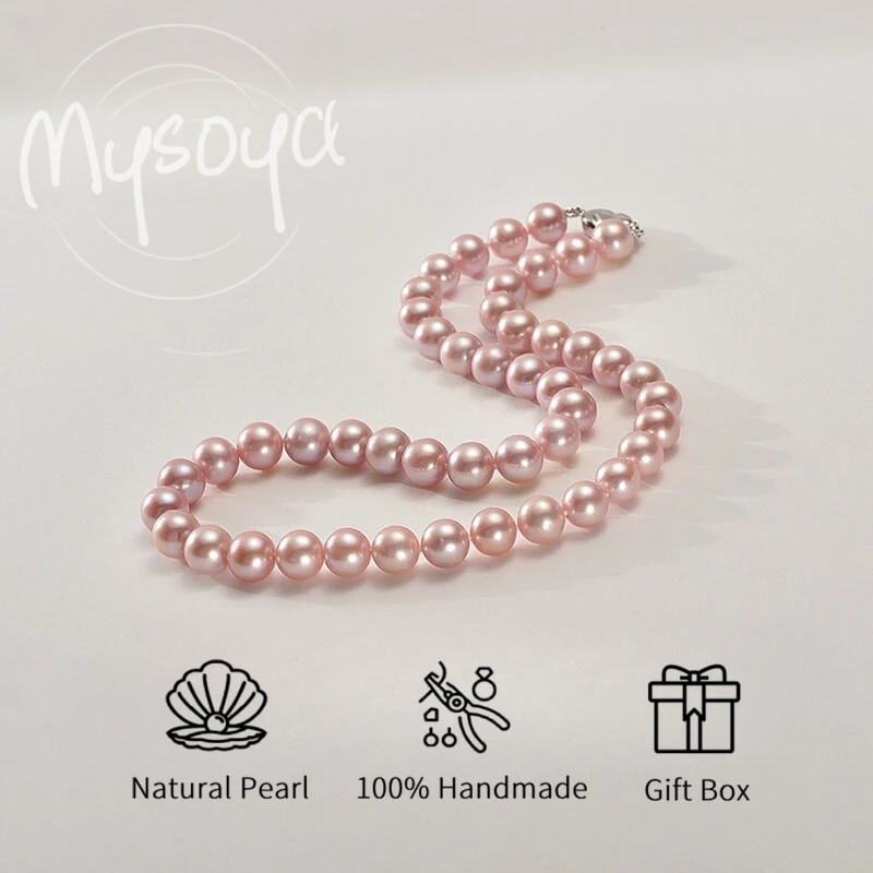 

MYSOYA розово-фиолетовое ожерелье с пресноводным жемчугом Эдисона 9-11 мм с подарочной коробкой для нее/высокого дня рождения/свадьбы/Рождества/новогоднего подарка