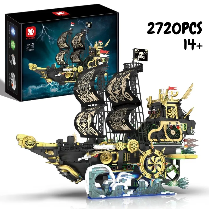 

2720PCS Creative Steampunk Pirate Ship Building Blocks With Powered Device Construction Bricks Toy Gift For Children Adult