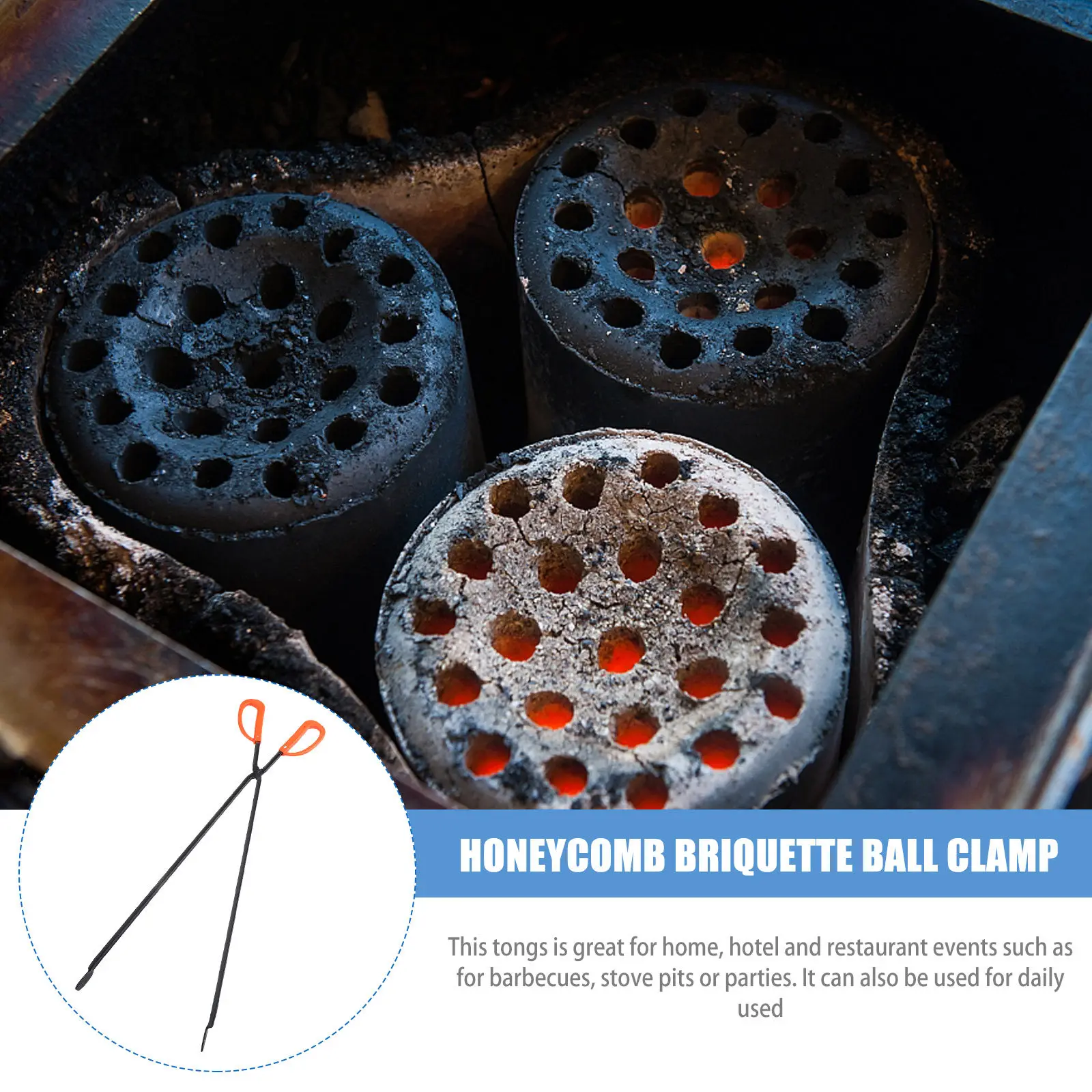 

1Pcs Heat Resistant Iron Firewood Tong Long Handle Charcoal Clamp Barbecue Briquette Tongs Outdoor Fireplace Tools