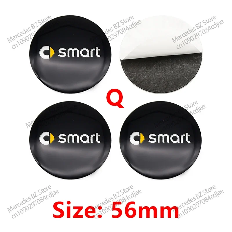 4Pcs 56MM 60MM Car Wheel Rims Hub Center Decoration Stickers Car Accessories for Mercedes Smart Fortwo Forfour 453 451 Roadster