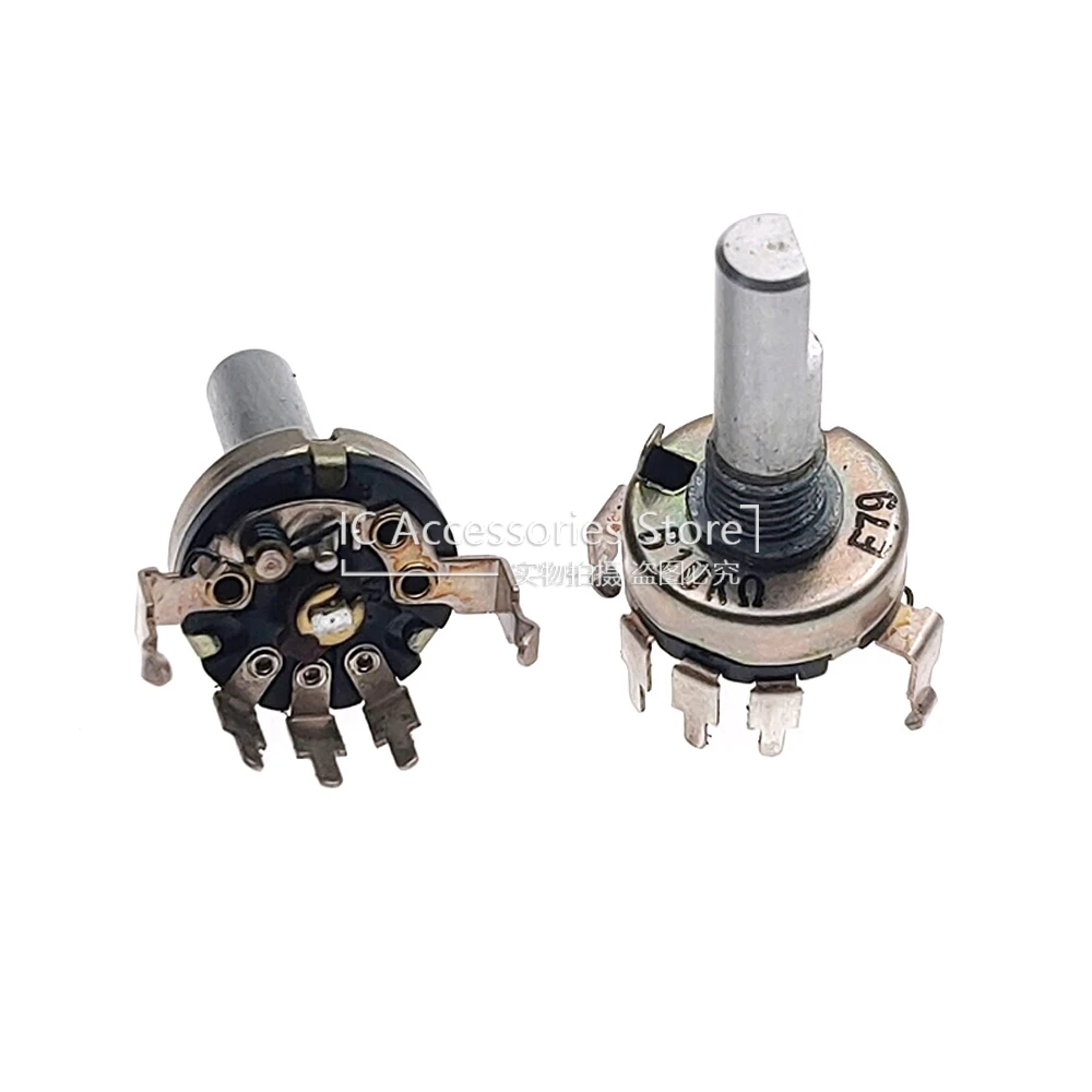 1 Piece RV17 Type Rotary Belt Switch Potentiometer Vertical B10K Power Amplifier Radio Tuning Speed Control Switch