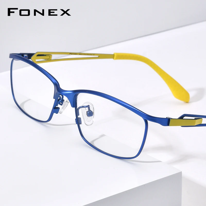 FONEX Titanium Eyeglasses Frame Men Famous Brand Design Ultralight-Weight Square Glasses Japanese High-end Quality Eyewear 85775
