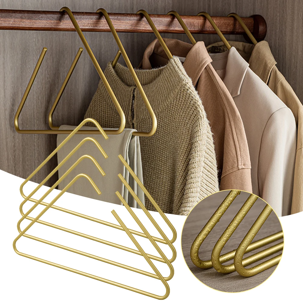 5pcs Triangle Clothes Hangers Solid Aluminum Metal Hangers for Coat Trousers Scarf Drying Rack Storage Racks Wardrobe Organizer