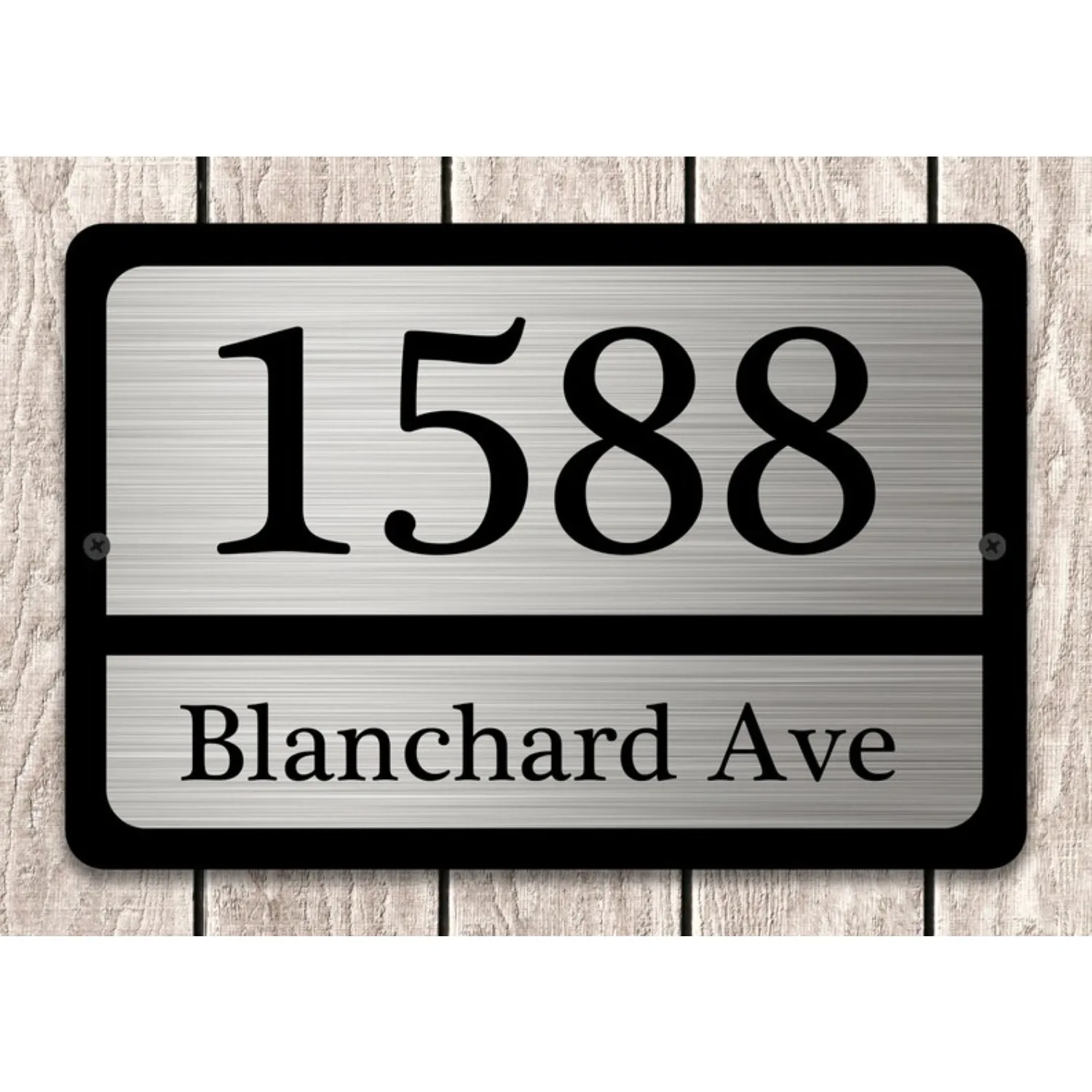 Customizable Brushed Silver Aluminum Home Address Sign, 12"x8" Personalized House Number Plaque, Gift For Housewarming New Home - view 4