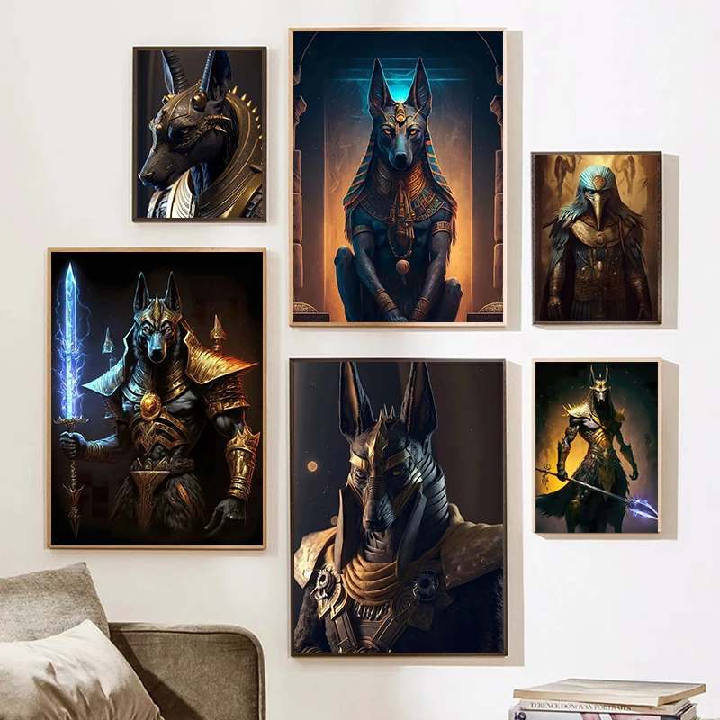 

Egyptian God Art The God Anubis Portrait Canvas Paintings Posters Prints Modern Wall Art Pictures for Living Room Decor Cuadros