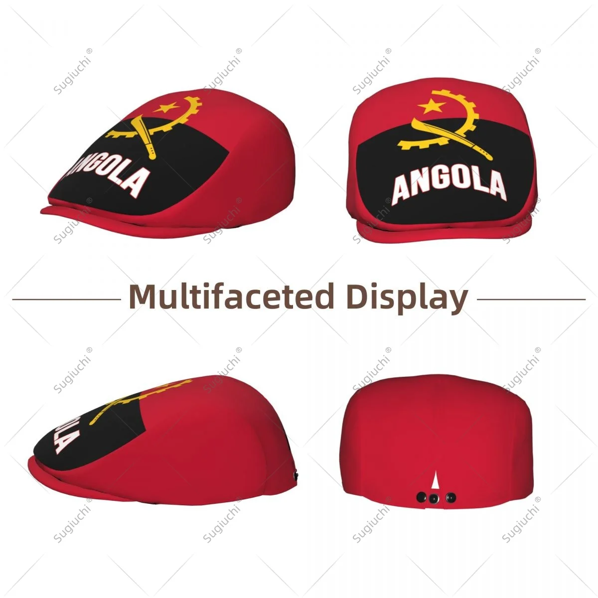 Forward cap Angola Flag Men Women Flat Newsboy Driving Hat Cap Short Brim for Driving Daily visors hat