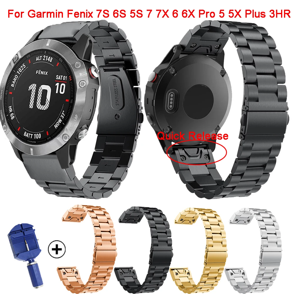 20 22 26Mm Roestvrijstalen Band Voor Garmin Fenix 7 7S 7X6S 6 6x Pro 5S 5 5x Plus 3 Uur Horloge Polsband Snelsluiting Armband