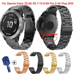 20 22 26mm Stainless Steel Strap For Garmin Fenix 7 7S 7X 6S 6 6X Pro 5S 5 5X Plus 3HR Watch Wrist Band Quick Release Bracelet