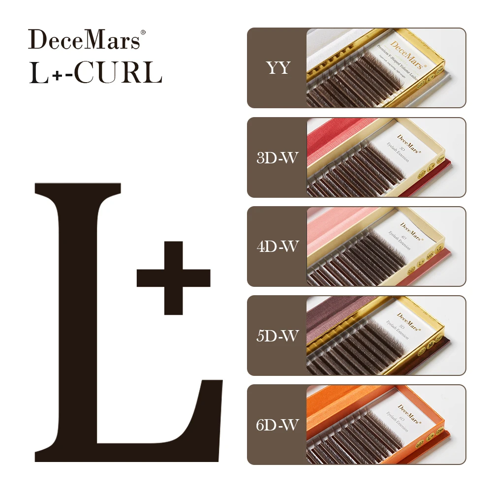 DeceMars Brown L-curl M Curl YY 3D 4D 5D 6D Eyelash Extension 12 Lines