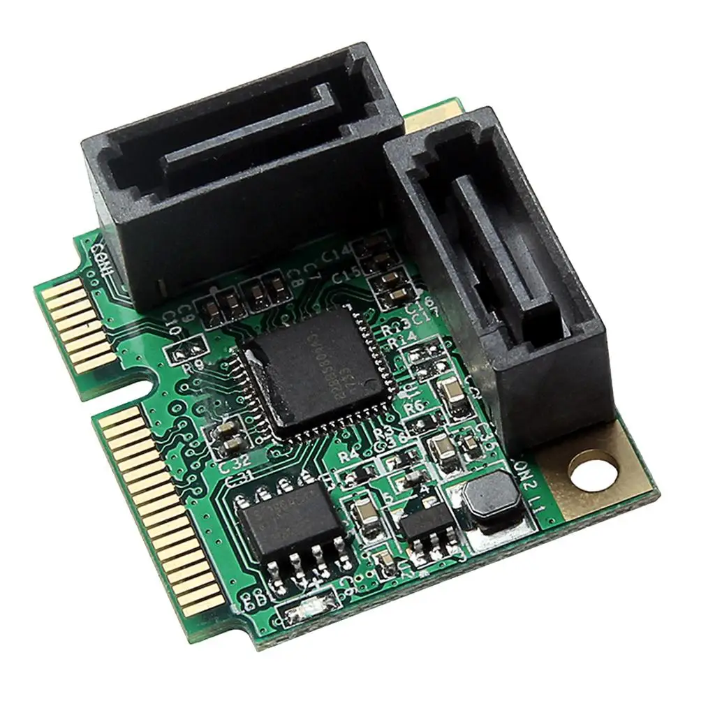 

Адаптер карты расширения Mini PCIe PCI Express с двумя портами SATA 3.0 6 Гбит/с