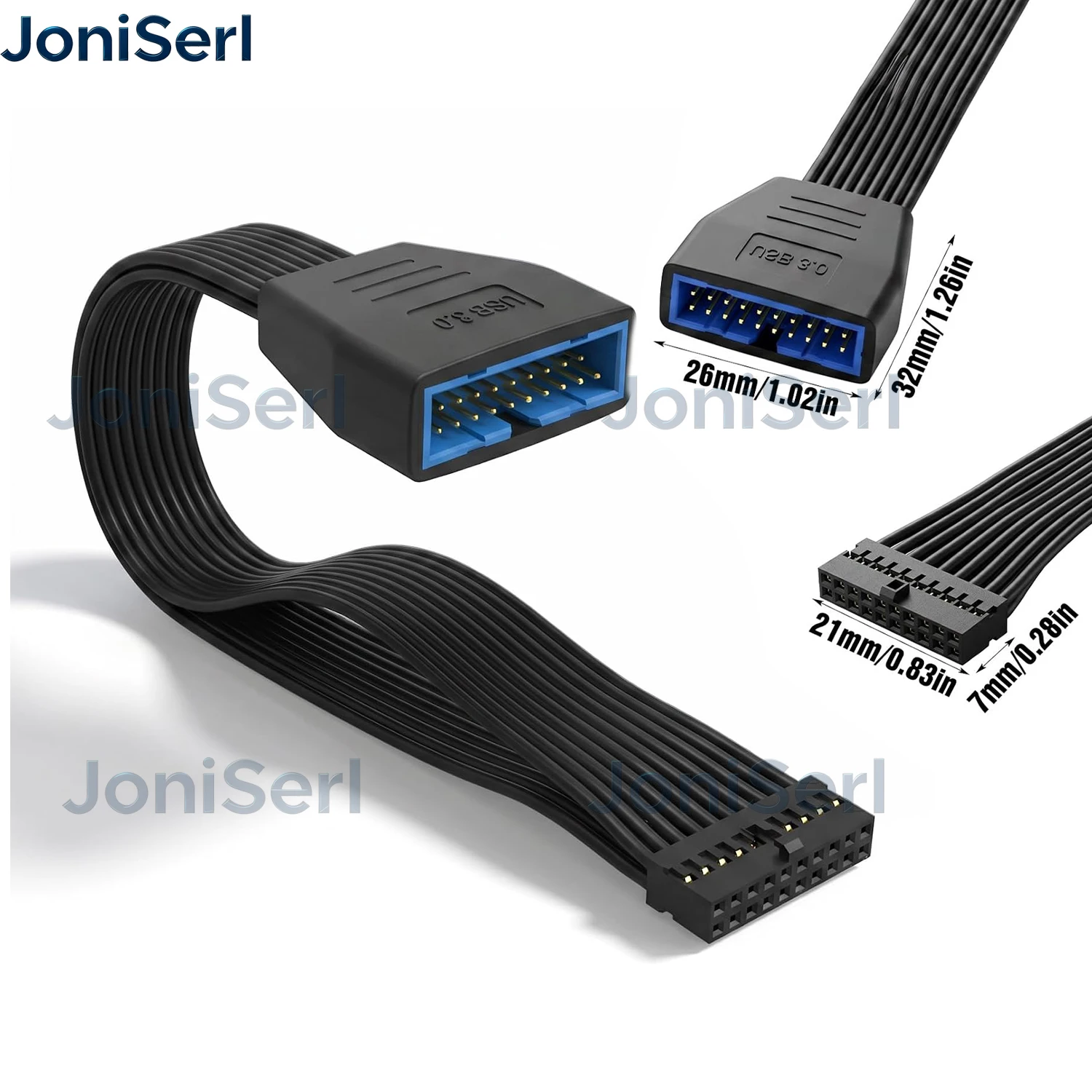 15/30cm 20 Pin Male to Female Extension Cable USB 3.0 Computer Front Panel Motherboard 19 Pin Soft Flat Ribbon Connection Cable