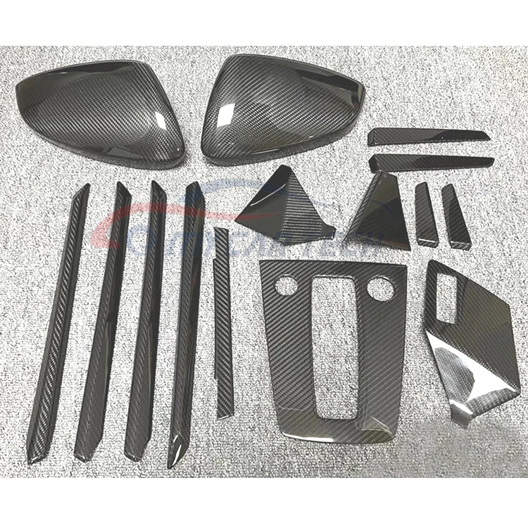 Dry Carbon Fiber Dashboard Gear Shift Car Door Panel Side Mirror Covers for 2020-2022 Audi A3 S3 Interior Decoration Panel