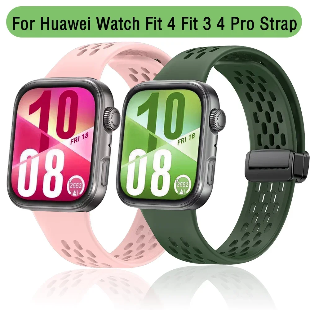 Sport-Silikonarmband für Huawei Watch Fit 4, Fit 3, magnetisches Schnallenband, Armband für Huawei Watch Fit 3 4 Pro Correa-Armband
