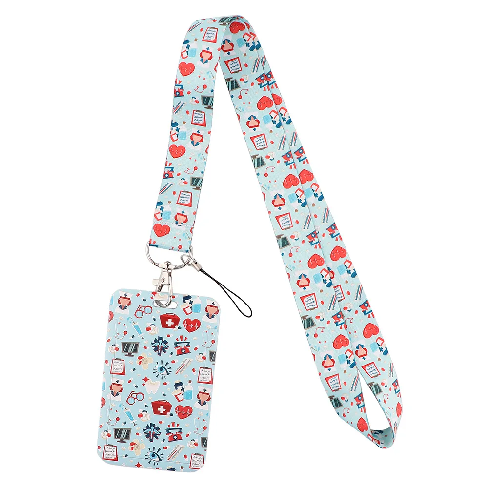 1pc Medical Theme Lanyard Neck Strap for Doctor Nurse ID Card Badge Holder Keychain Key Accessories