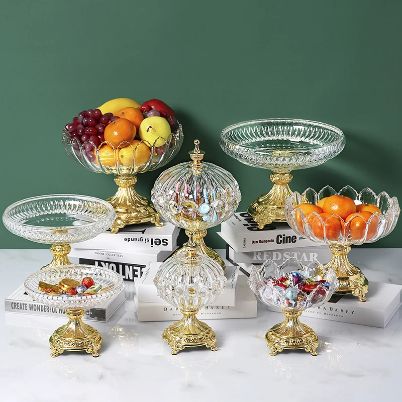 

Modern Simple and Light Luxury Creative Alloy Glass Decorative Storage Candy Box Nordic American Living Room Hallway Ornaments