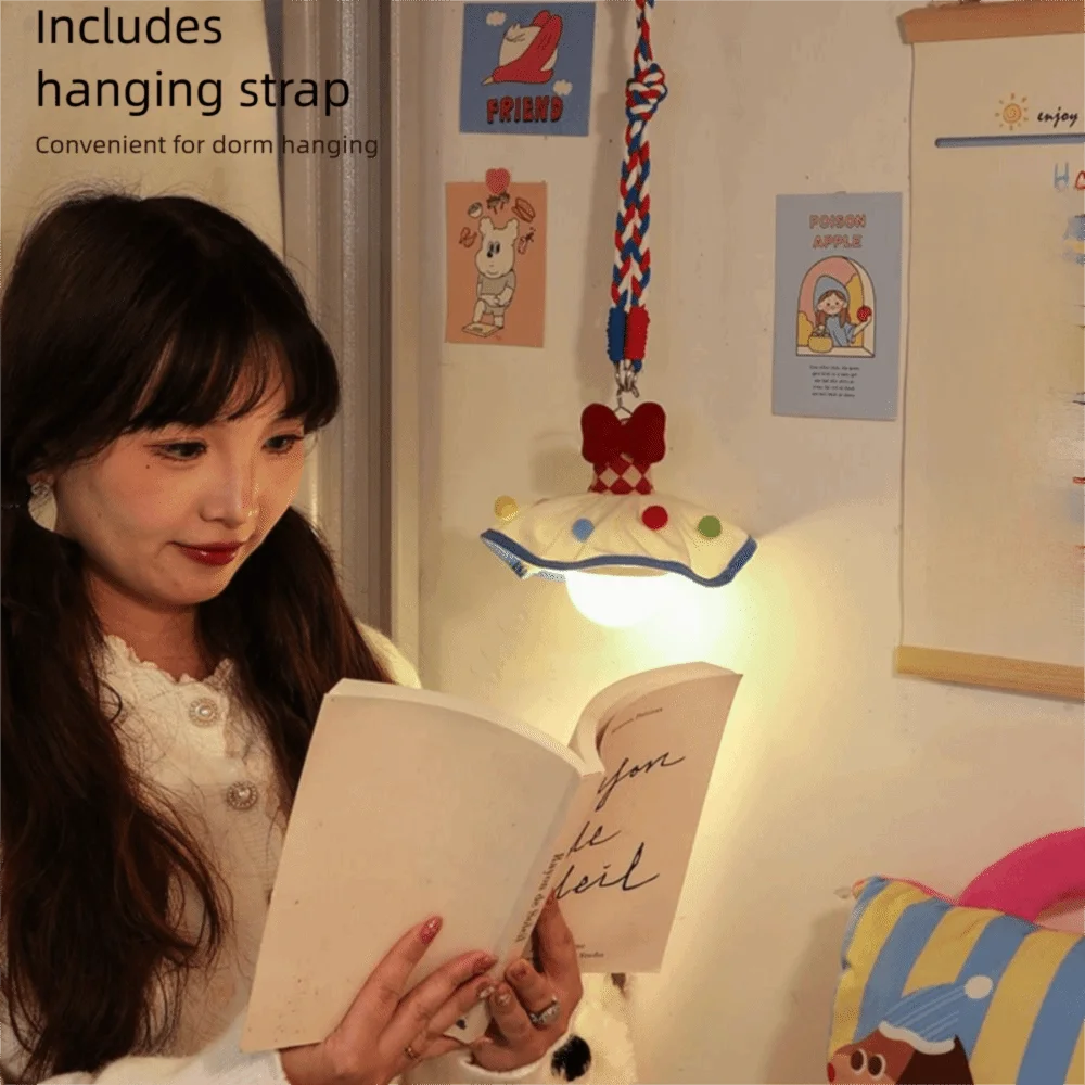 لمبة قابلة لإعادة الشحن معلقة ضوء الليل قابل للتعديل USB قابلة للشحن/التوصيل في مصباح أجواء LED 3 أوضاع حبل معلق قابل للإزالة