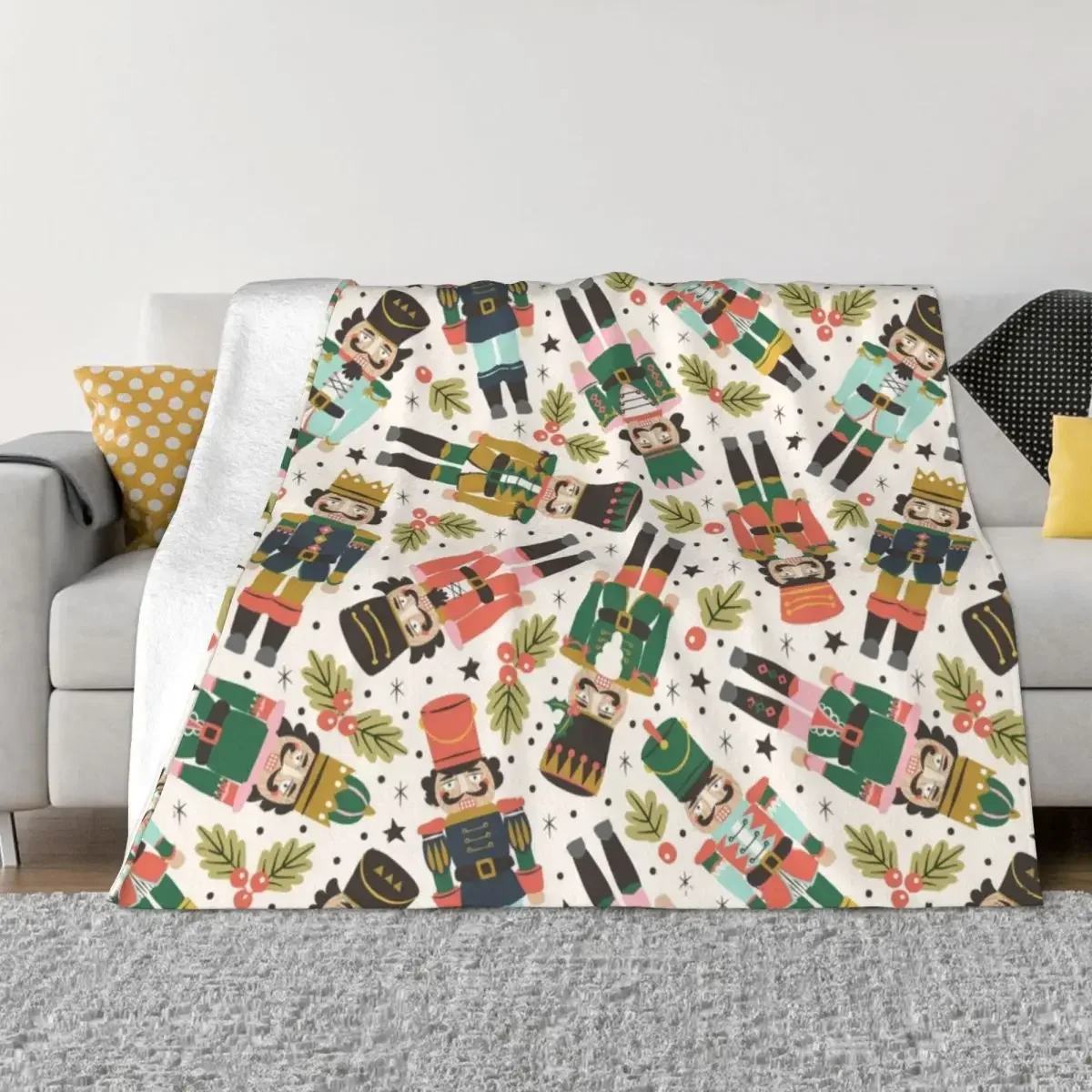 

Nutcrackers Blankets Flannel Decoration Merry Christmas And Happy New Year Soft Throw Blankets for Sofa Travel Bedding Throws
