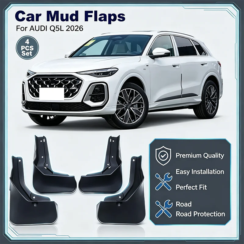 For AUDI Q5L 2026 4PCS Mud Flaps Splash Guards Front Rear Fender Mudguards Exterior Protection