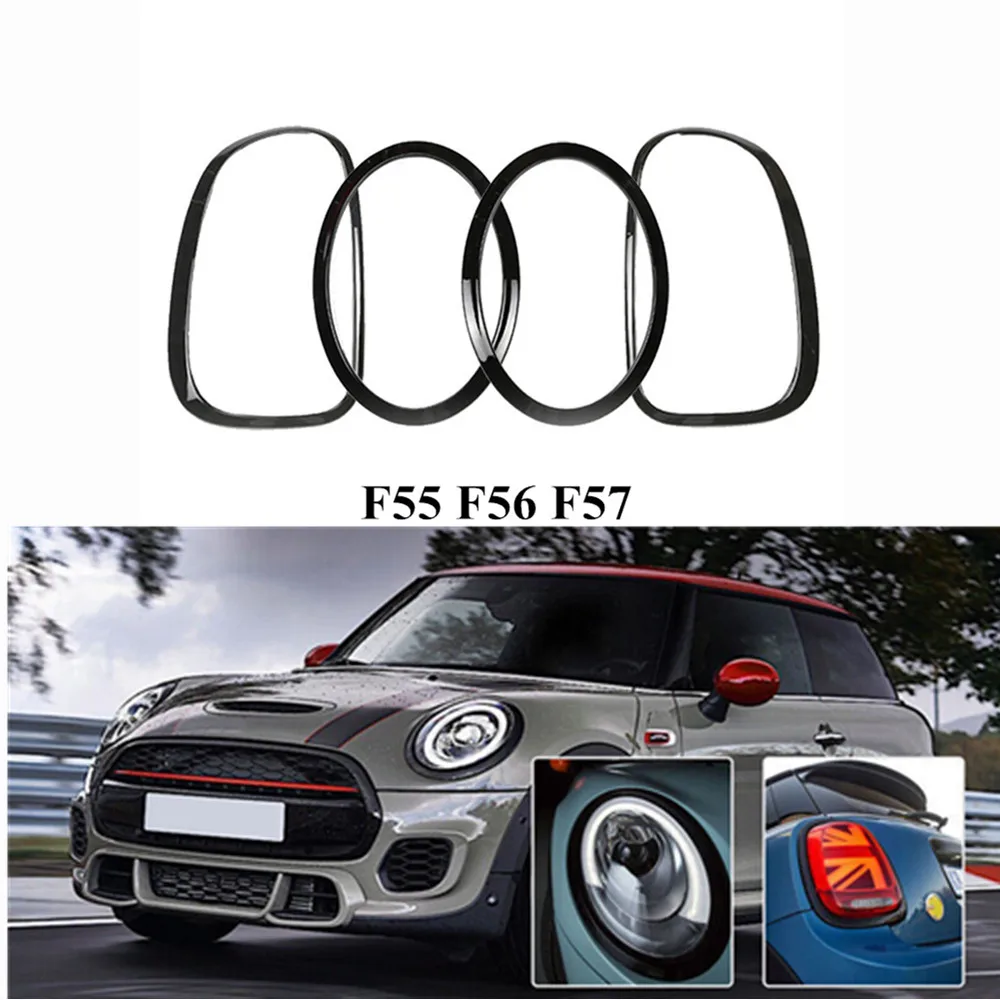 4PCS Car Front Rear Lamp Light Cover Gloss Black Red Bezel For Mini Cooper F55 F56 F57 2014-2021 51137300631