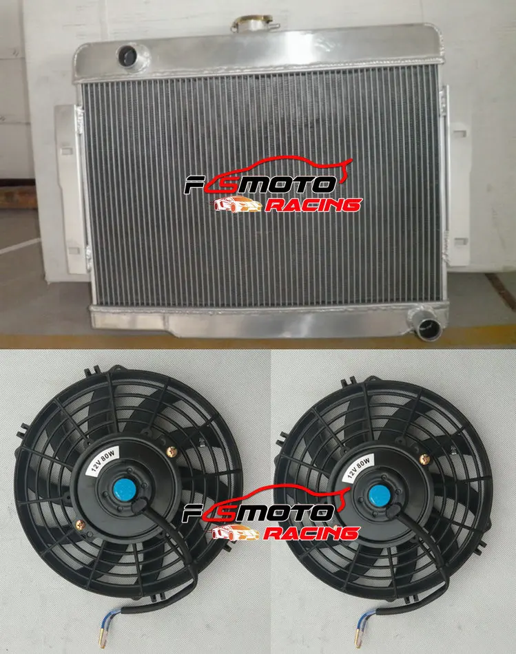 Aluminum Radiator + Fans For Jeep CJ Series CJ5 CJ7 w/ Chevy V8 1972-1986 1985 1984 1983 1982 1981 1980 1979 1978 1977 1976 1975