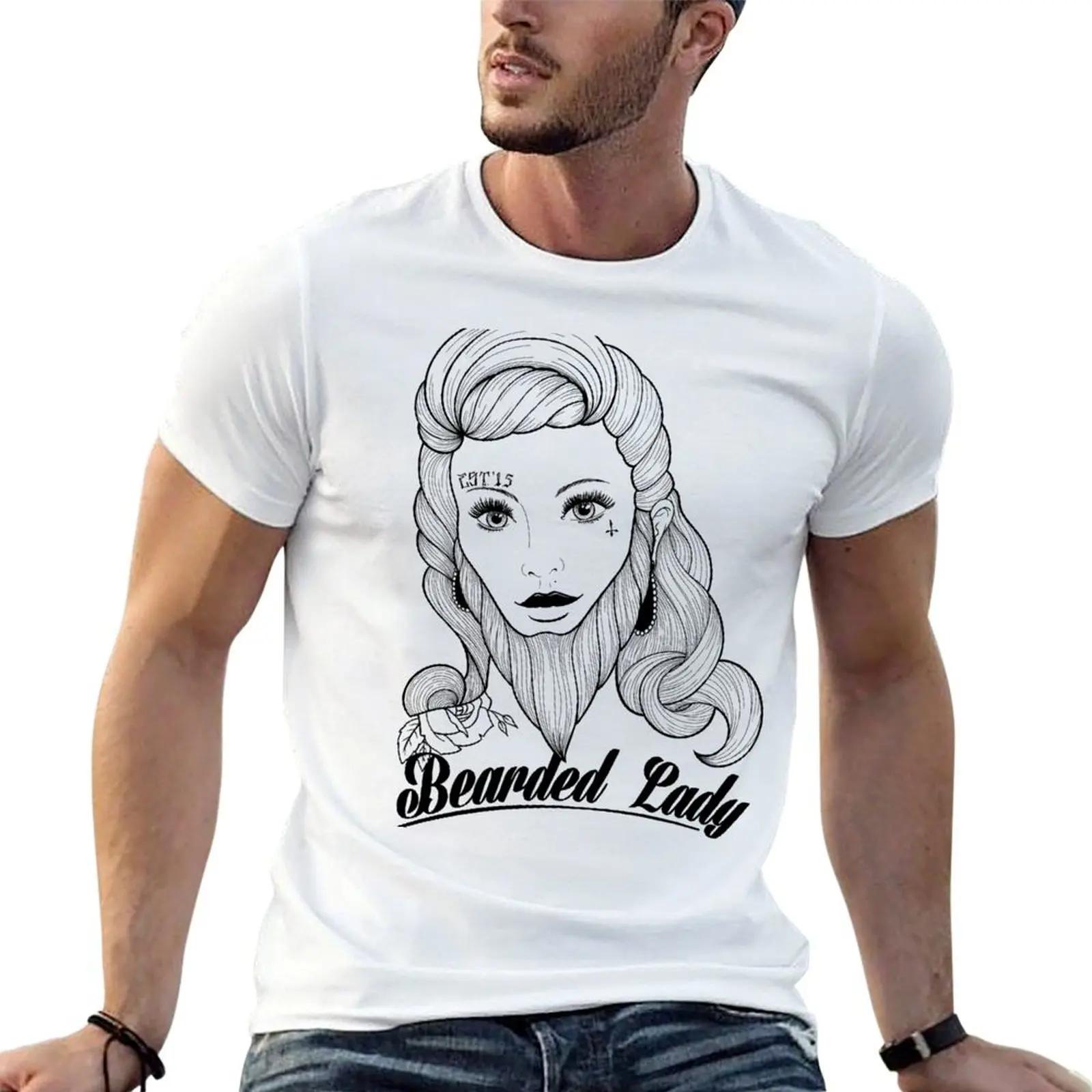 

The Original Bearded Lady Tattoo Studio T-Shirt men t shirt cotton 100% man graphic t shirt T-Shirt