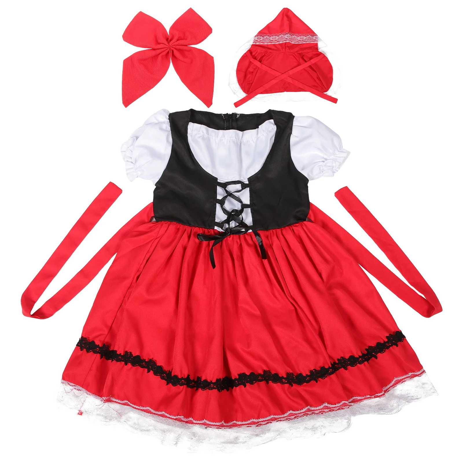 

1Set Little Red Hood Costume Girls Halloween Christmas Cosplay Cape Dress Outfit Party Wear Little Red Hood Costumes
