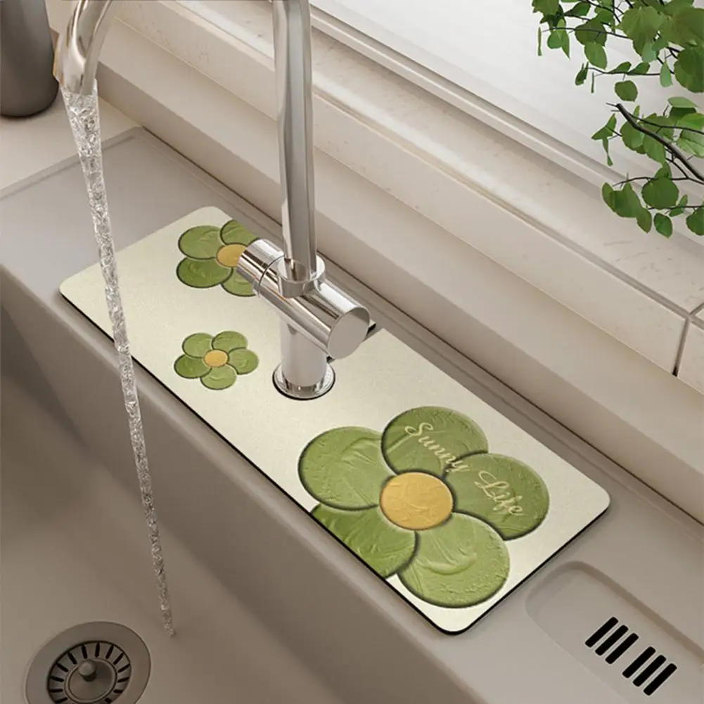 

Draining Mat Non-slip Kitchen Sink Faucet Protective Mat Absorbent Durable Draining Pad for Washing Table Kitchen Supplies