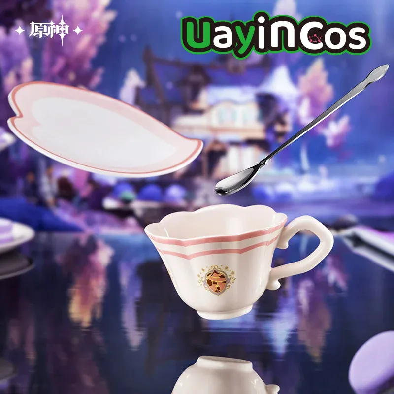 Official Nicole Reeyn Tea Cup Genshin Impact Plate Set Cup Accessories Coffee Cup Cup Doll Keychain  Anime Game Toy Gifts Cospla