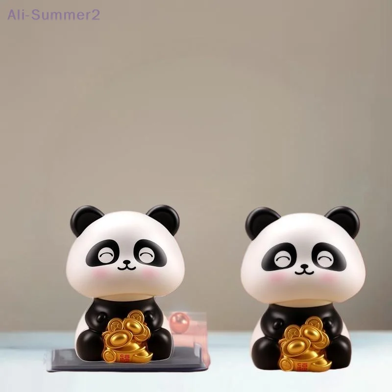 {Summer2} Creative Solar Powered Shaking Head Panda Doll for Car Décor, One Piece Collectible Model, Ideal Gift
