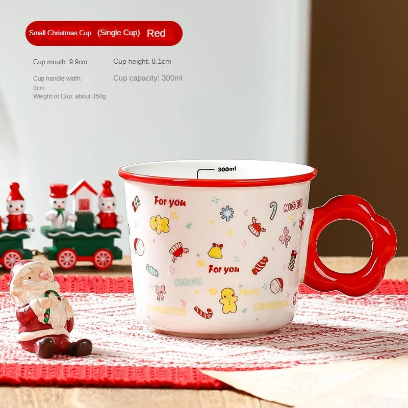 300mlCeramic Cartoon Santa Claus Coffee Cup Bakery Dessert Cup Coffee Breakfast Cup Children's Cup Christmas Decorative Gift