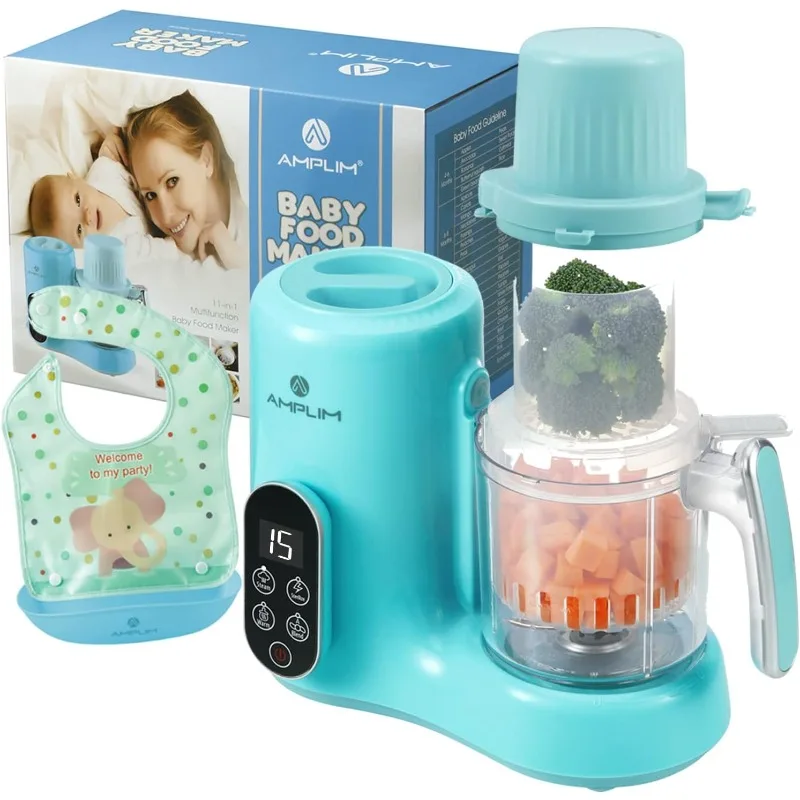 

Amplim Baby Food Maker for Nutritious Homemade Meals | 11-in-1 Processor with Steam, Blend, Puree, Grinder, Chopper, Juicer