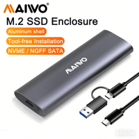 MAIWO 2-in-1 Type-C Cable M.2 NVMe SATA SSD Enclosure Adapter 10Gbps Compabitle SSD Size 2230/2240/2260/80 Tool Free USB3.1 GEN2