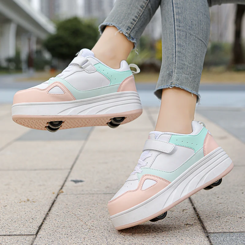 Comfortable 2025 New Winter Heelys (Girls): Invisible 4-Wheel Auto-Retractable Wear-Resistant Sports Shoes