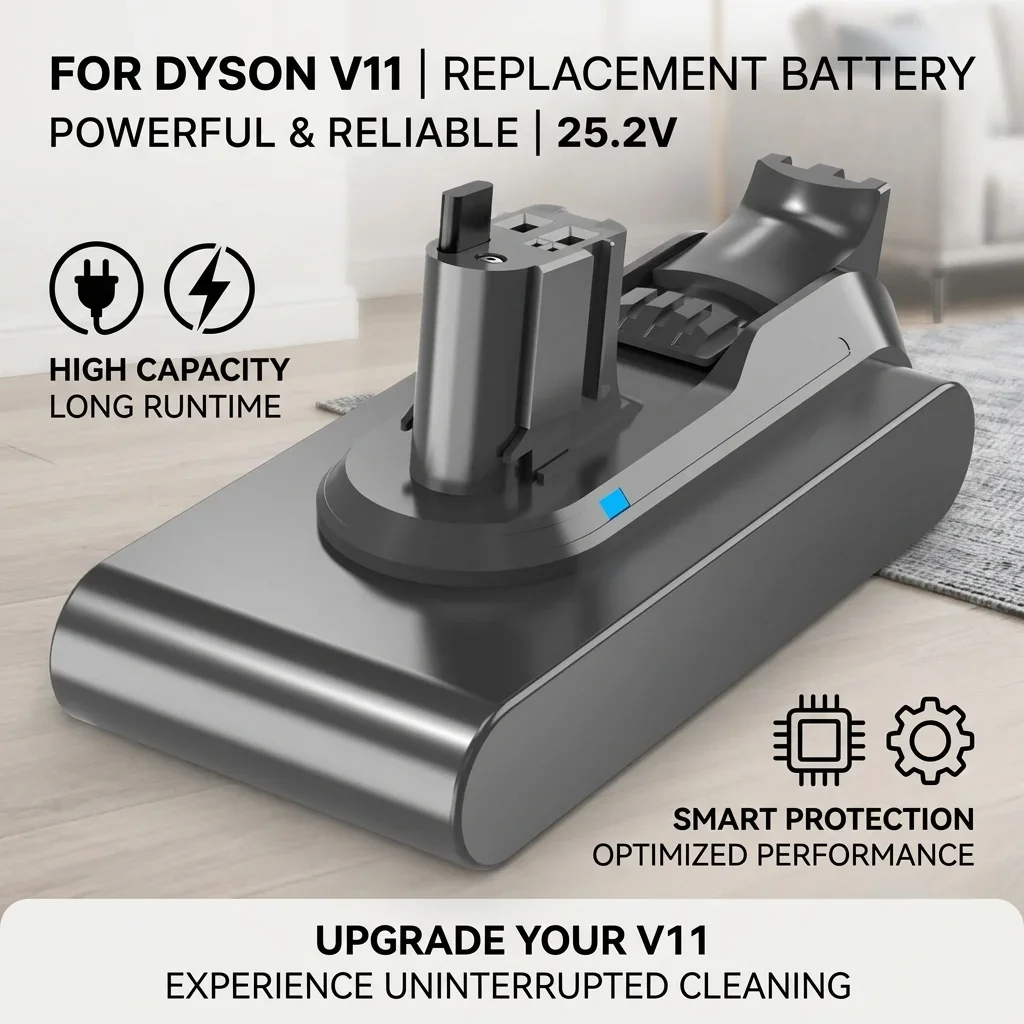 25.2V 6000mAh 8000mAh Snap-in Replacement Battery for Dyson V15 Detect V11 Outsize Origin Handheld Stick Vacuum Power Module