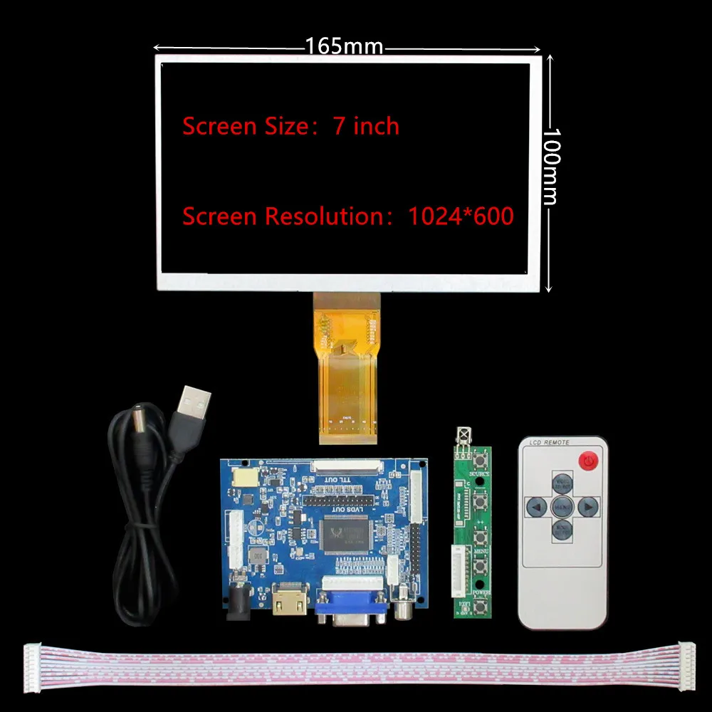 7-inch 1024×600 Portable HDMI/VGA/AV LCD Display Kit-Secondary Monitor For PC,Orange Pi,Car,Industrial&Surveillance Devices