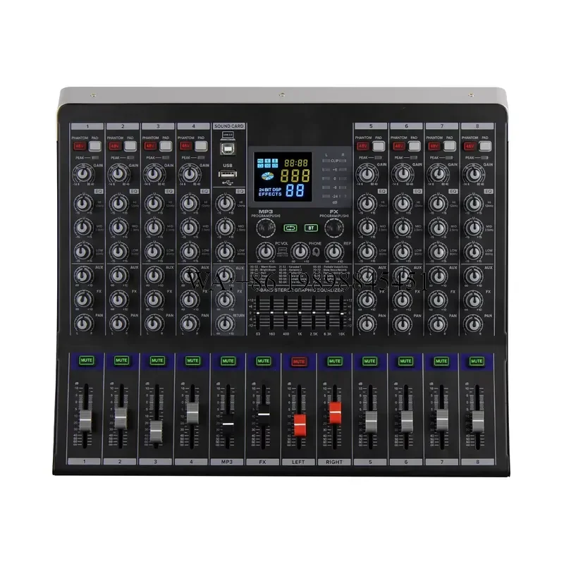 WMWMNU Professional Audio Mixer 8-channel 99DSP Effects Dj Controller/audio Console Mixer USB/BT/MP3 Sound Card Audio Mixer