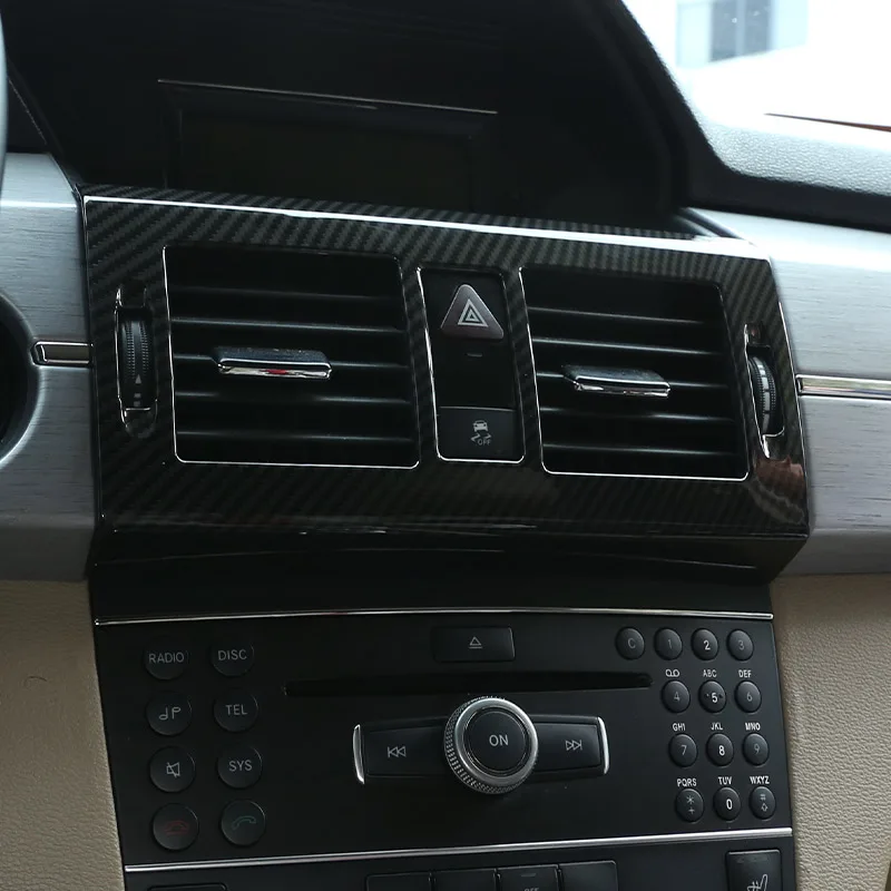 لمرسيدس بنز GLK X204 2008-2015 ABS ألياف الكربون سيارة مركز وحدة التحكم لوحة مزخرفة ملصق اكسسوارات السيارات الداخلية #4