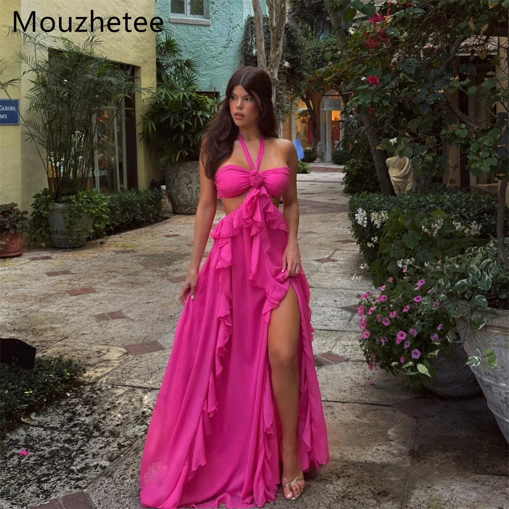 

Mouzhetee A-Line Pink Sexy Evening Dresses Formal Dresses for Women Pleat Elegant Sleeveless Prom Gowns Custom Made 2026