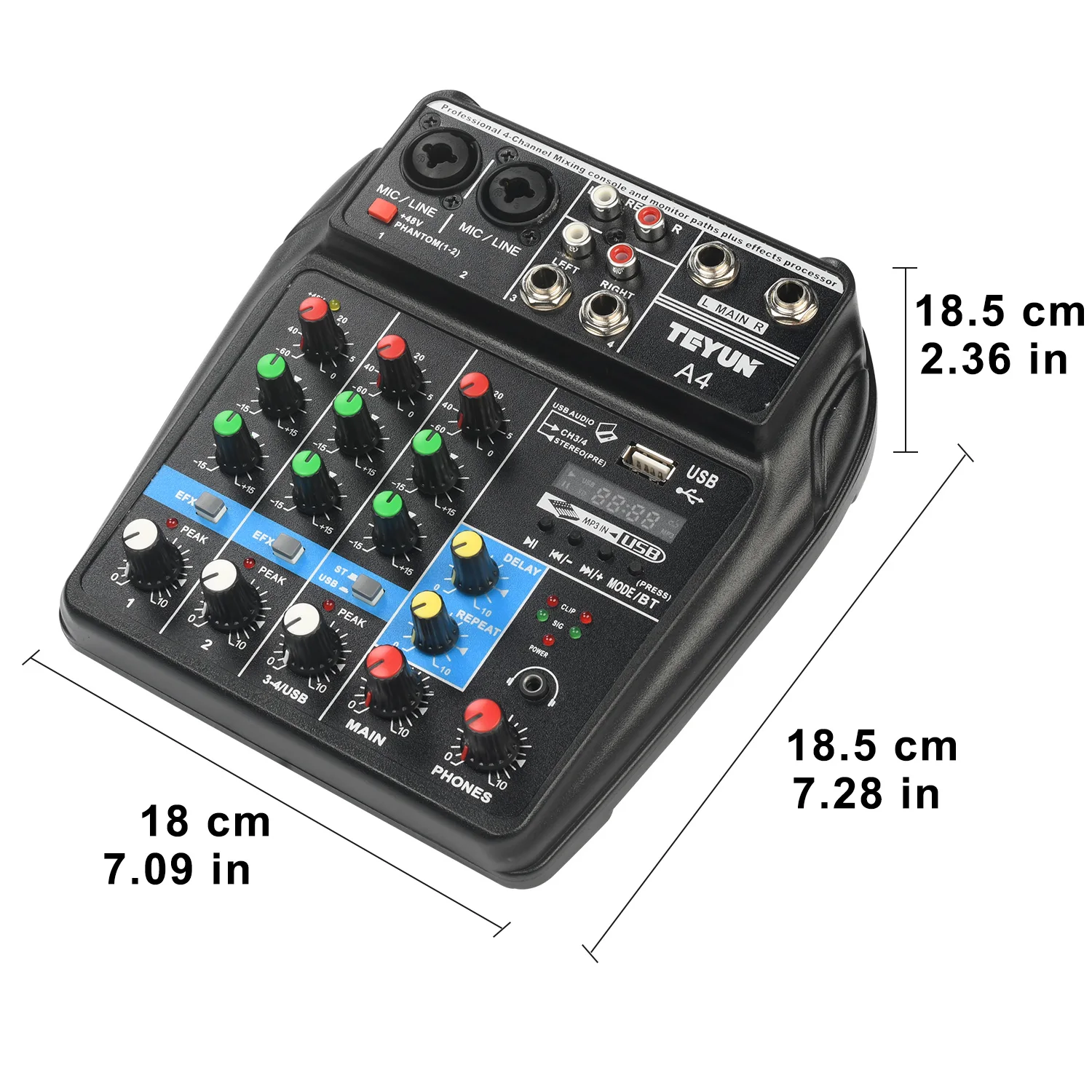 4/6 Channel Audio Sound  Mixer Mixing Console Bluetooth USB Record Sound Card PC Playback Portable DJ Karaoke Controller A4