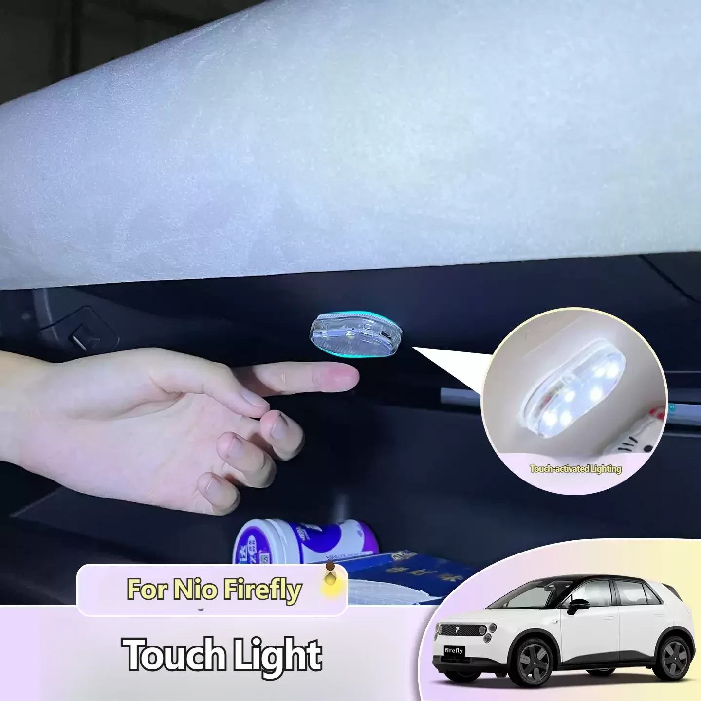 For Nio Firefly Wireless Inductive Car Interior Atmosphere Lights Charging Ambient Lighting for Car Modification