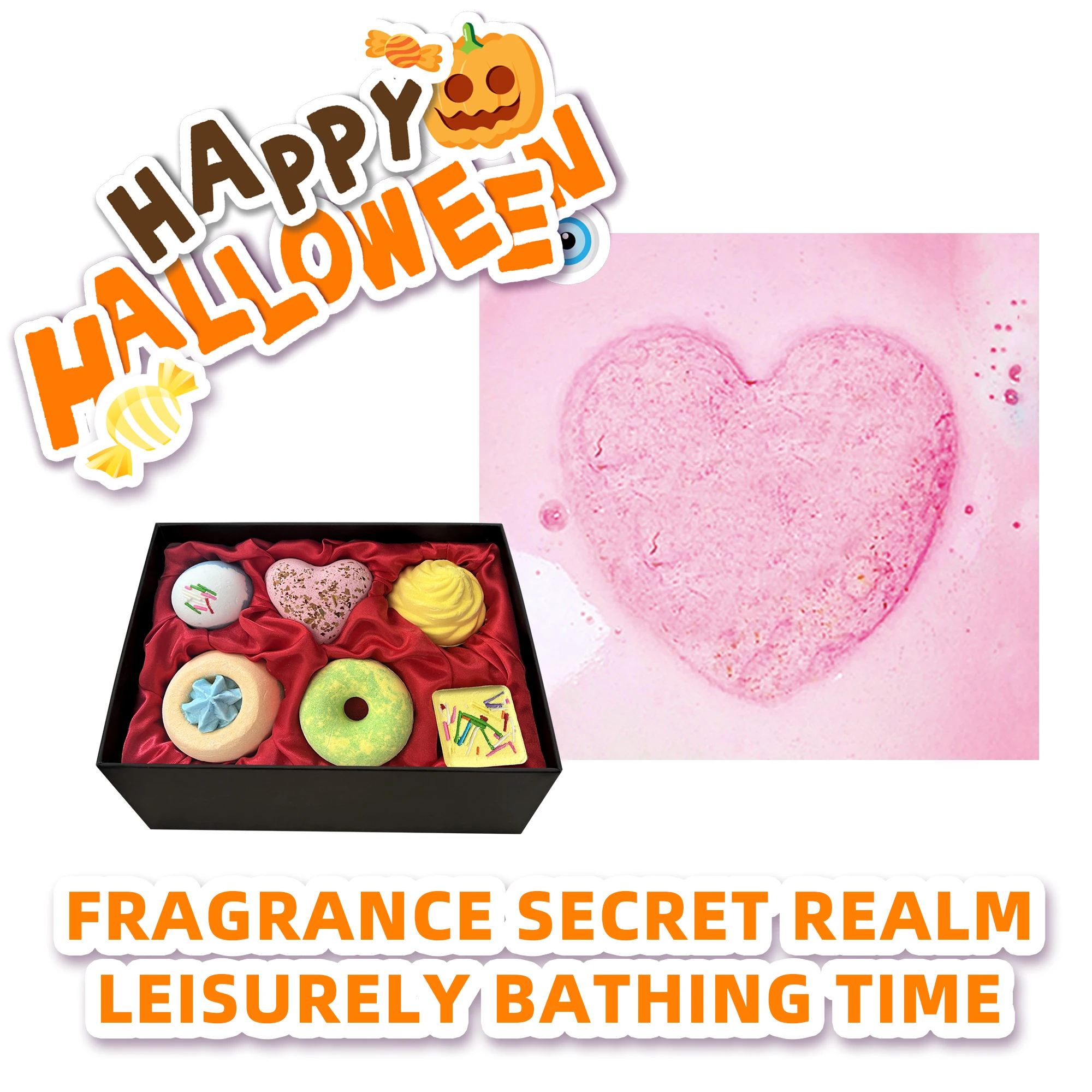 Prezenty na Halloween Séfralls Zestaw bomb do kąpieli Naturalne Organiczne Kule do kąpieli z solą nawilżające i złuszczające skórę Zapachowe