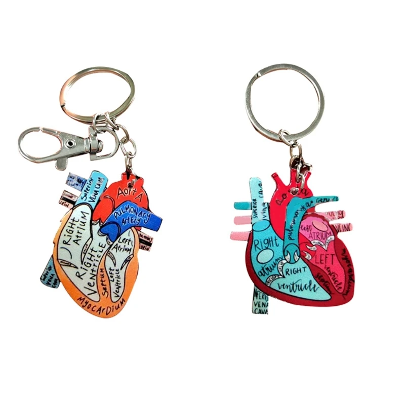 Sweet Cool Wind Flash Nurse Theme Letter Anatomical Heart Diagram Keychain Y2k Niche Retro Bag Pendant Accessories