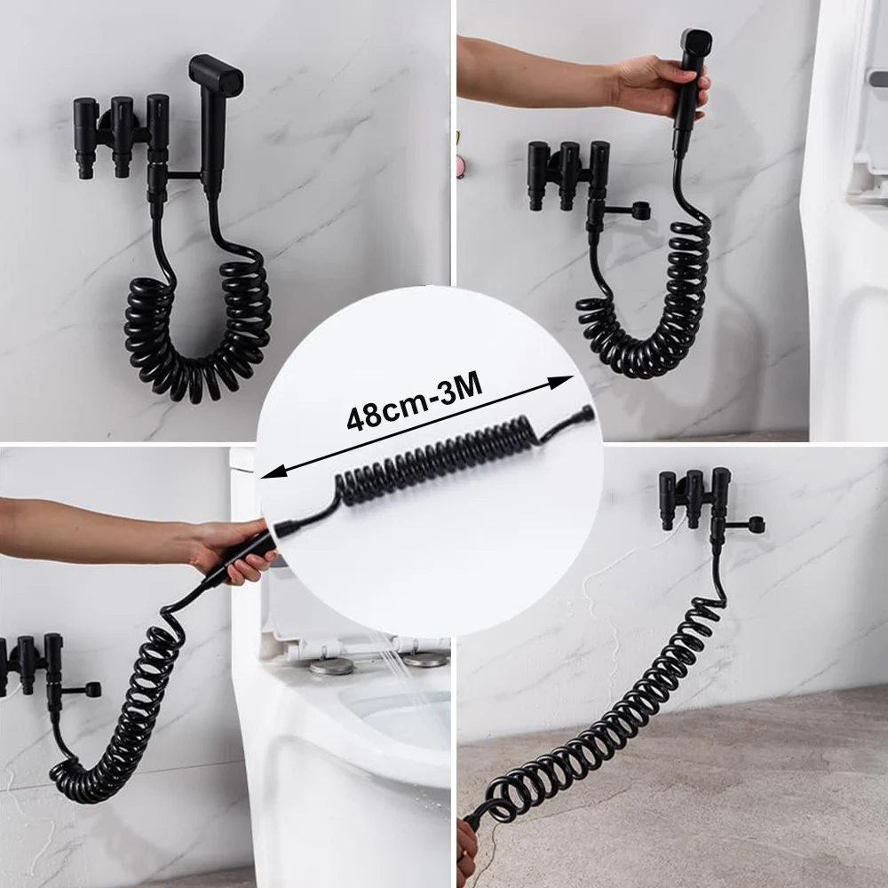 3 Meter WC-Bidet, flexibler Duschschlauch, Telefonleitung, einziehbares Badezimmer-Federrohr, ABS, hochwertiges Duschrohr