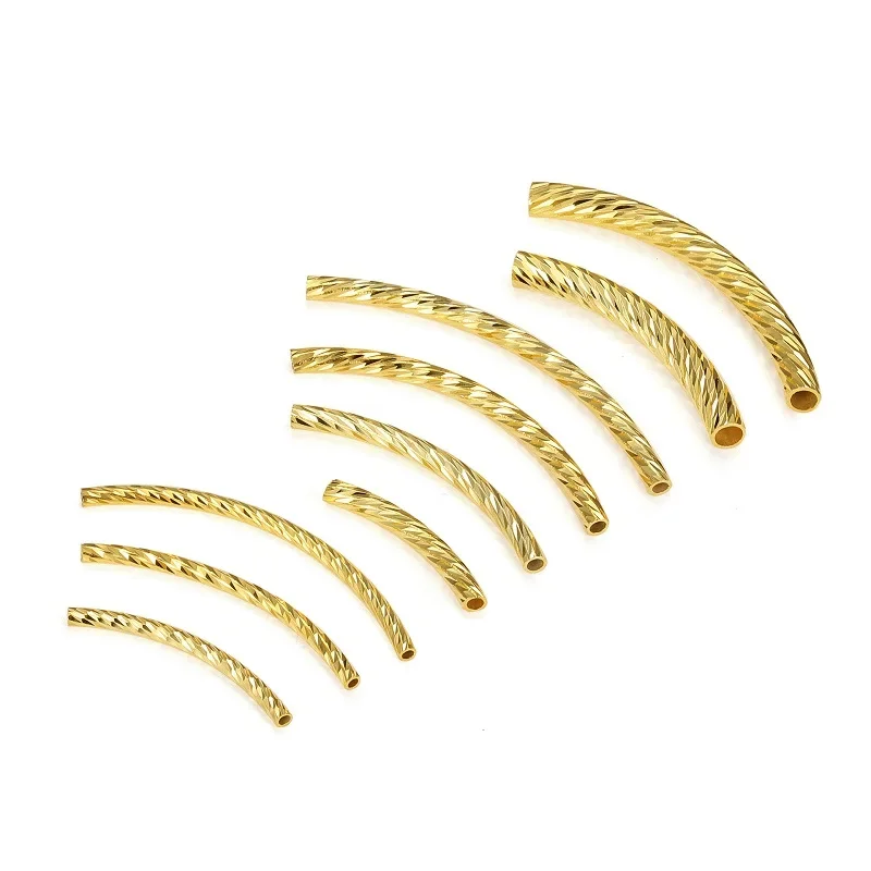 10Pcs 5 Colors Brass Curved Textured Tube Beads Twist Long Tube Spacer Bead for DIY Bracelet Necklace Jewelry Making Supplies