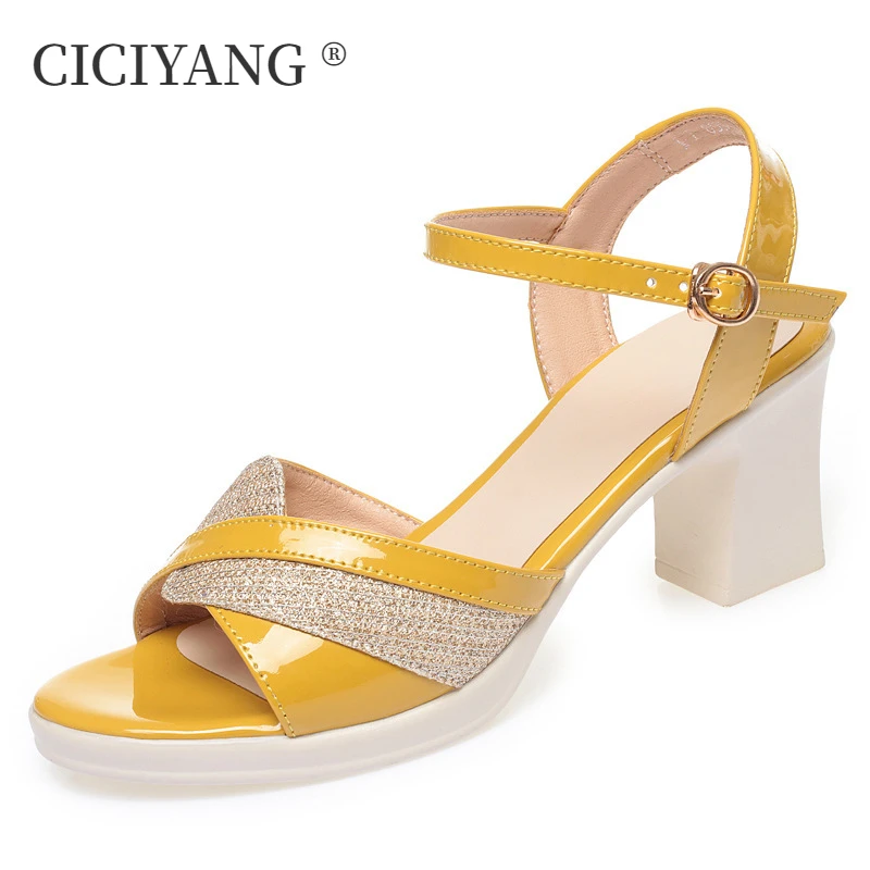 

CICIYANG Women High Heel Sandals Genuine Leather 2025 Summer New Large size Ladies Sandals Fashion Fish Mouth Dress Women Sandal