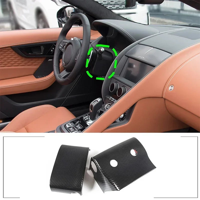 For 2013-2024 Jaguar F-TYPE ABS Carbon Fiber Car Steering Wheel Steering Column Protective Cover Sticker Interior Accessories