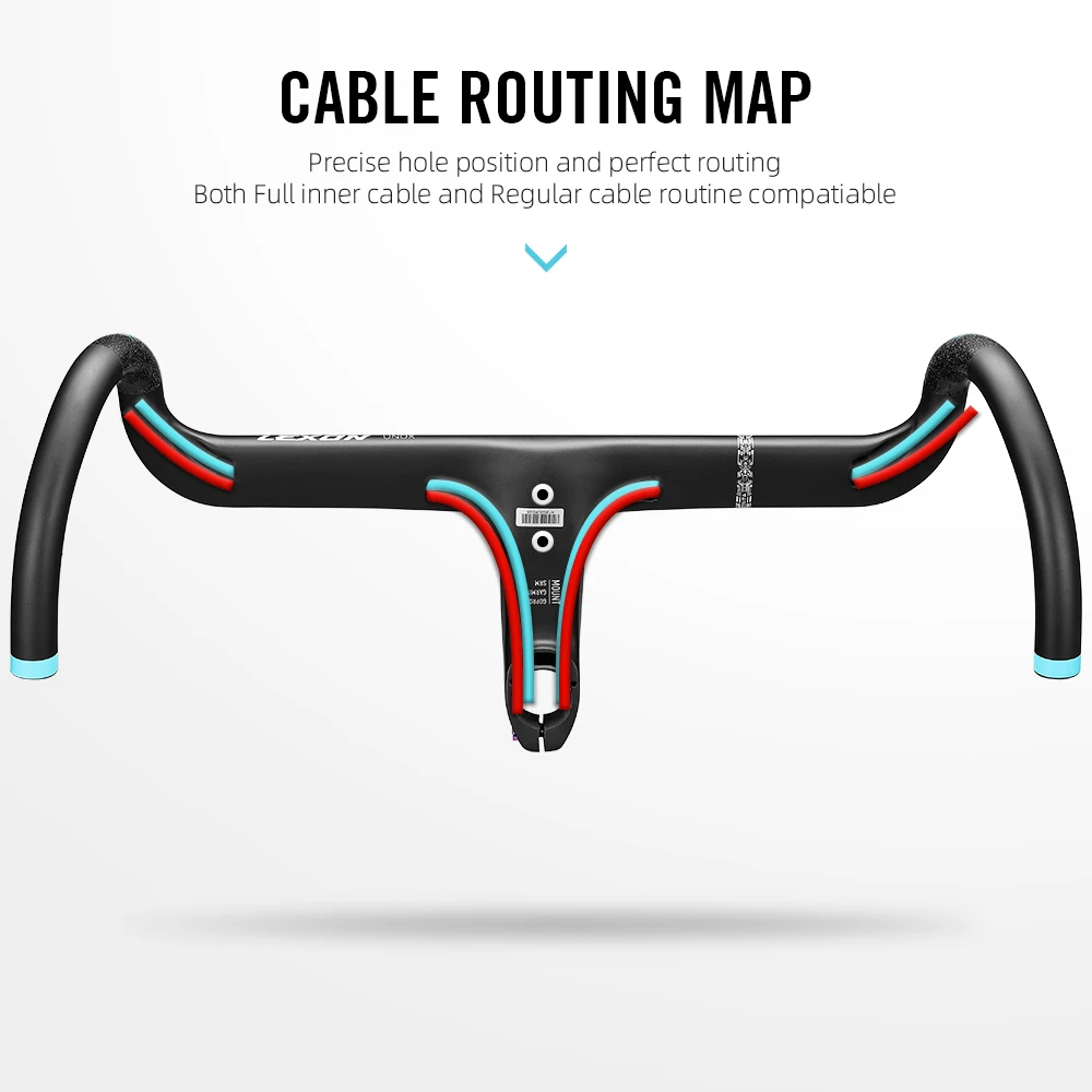 LEXON Gravel Aero Integrierter Vollcarbon-Lenker, integrierter Lenker, vollständiges Innenkabel, Fahrradlenker, Fahrradteile