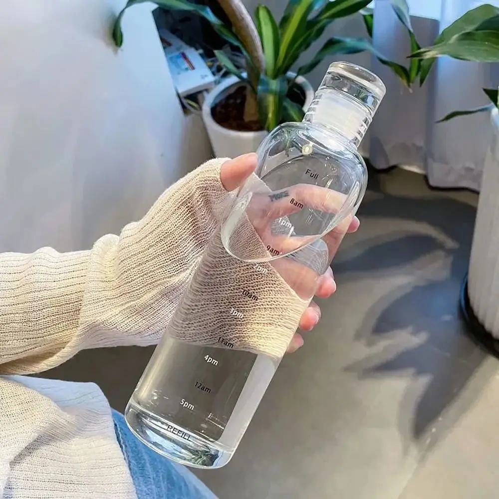 INS Style 500/750ML Water Bottle Timescale Transparent Drinking Cup Leakproof Juice Bottle for Student view 4
