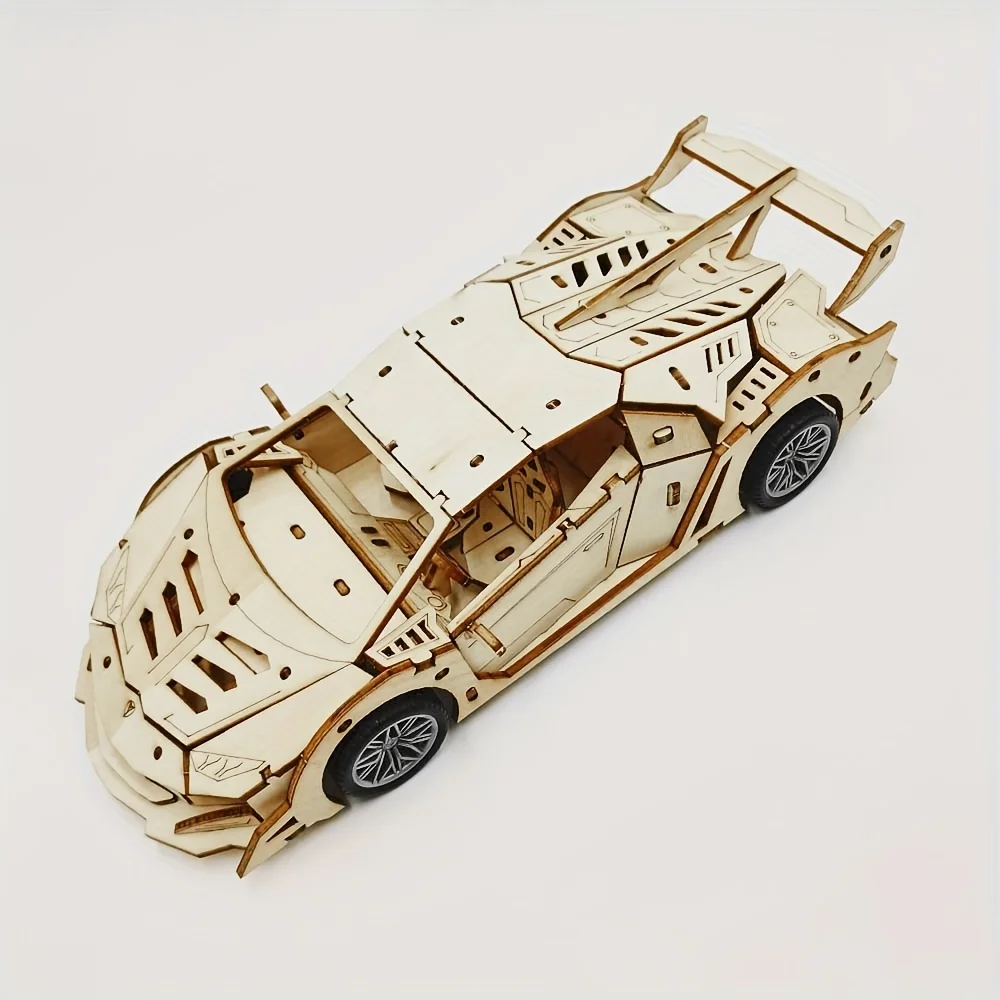 3D Wooden DIY Race Car Model Kit, Assemble Your Own Sports Car, Ideal Gift for Adults, Christmas