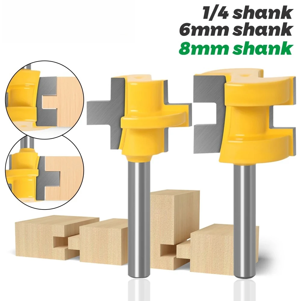 

Набор из 2 мини-фрез с язычком и канавками — деревообрабатывающий фрез с хвостовиком 1/4 дюйма/6 мм/8 мм для шипов и столярных изделий, прецизионный нож для линии